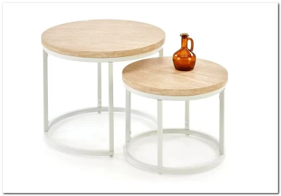 Комплект Halmar OREO (2 стола журнальных) (травертин/белый)