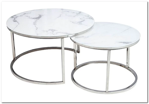 Комплект Signal ATLANTA B, 2 стола журнальных (эффект белого мрамора/хром)