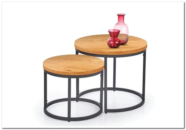 Комплект Halmar OREO 2 стола журнальных (дуб золотой/черный)