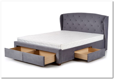 Кровать с ящиками Halmar SABRINA серый 160/200