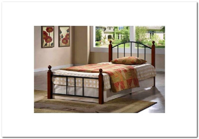 Кровать AT-915 дерево гевея/металл 90*200 (Single bed), красный дуб/черный