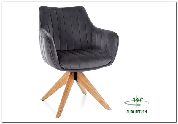Стул кухонный Signal AZALIA D Velvet Bluvel 14 поворотный (серый/дуб)