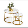 Комплект Halmar PAOLA, 2 стола журнальных (белый мрамор/золотой)