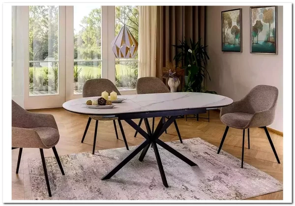 Стол обеденный Signal GASTON Ceramic 140 (белый/черный)