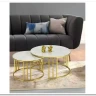 Комплект Halmar MERCURY 3, 2 стола журнальных (белый мрамор/золотой)