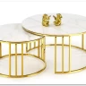 Комплект Halmar MERCURY 3, 2 стола журнальных (белый мрамор/золотой)