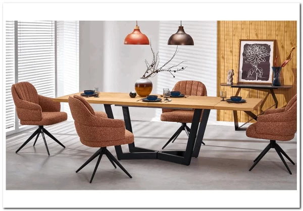 Стол обеденный Halmar MASSIVE 2 160 (дуб натуральный/черный)