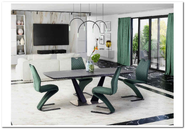 Стол обеденный Halmar FANGOR раскладной (темно-серый/черный)