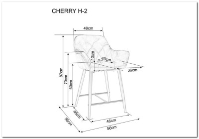 Барный стул Signal CHERRY H-2 VELVET серый/черный