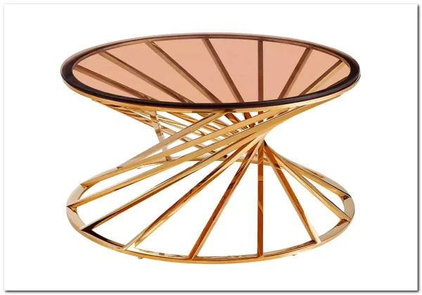 Стол журнальный Signal OTTAVIA A дымчатый янтарь/золотой