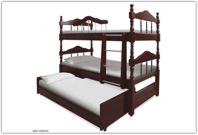 Двухъярусная кровать из сосны Альбион с дополнительным спальным местом