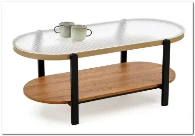 Стол журнальный Halmar KAMALA (прозрачный/натуральный/черный)