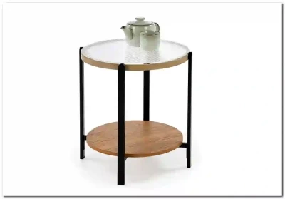 Стол журнальный Halmar KAMALA S (прозрачный/натуральный/черный)