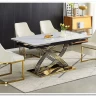 Стол обеденный Signal HERMES II 160 (эффект белого мрамора/золотой)