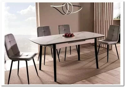 Стол обеденный Signal APOLLO 120 раскладной (белый мат/черный)