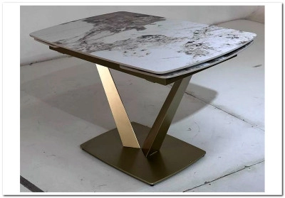 Стол ALATRI 120 GLOSS LUXURY PANDORA SOLID CERAMIC / шампань, ®DISAUR